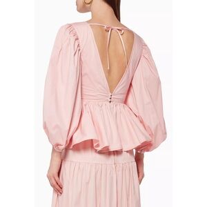 STAUD Pink Peplum Top